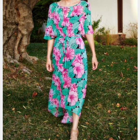 Hibiscus midi high low dress