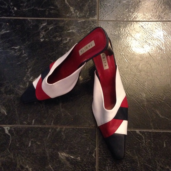Kitten toe slide heels