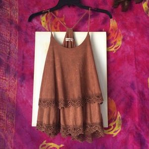 Acid wash brown tank top