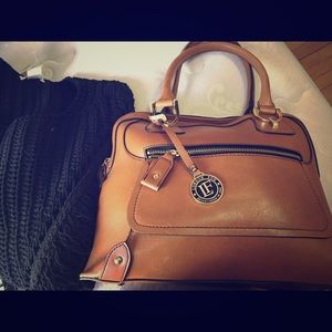 London Fog~Knightsbridge Dome Satchel Cognac
