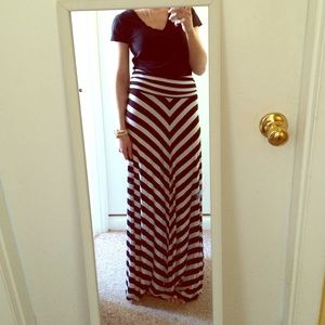 Black and white striped maxi skirt