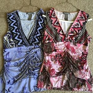 Bisou Bisou V-neck shirts--2 different sizes