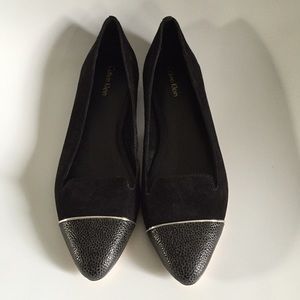Calvin Klein black suede flats