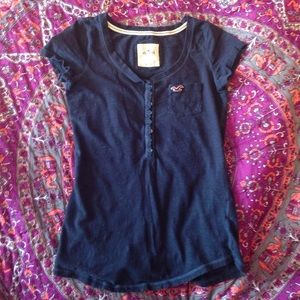 Hollister Navy Blue Henley Shirt