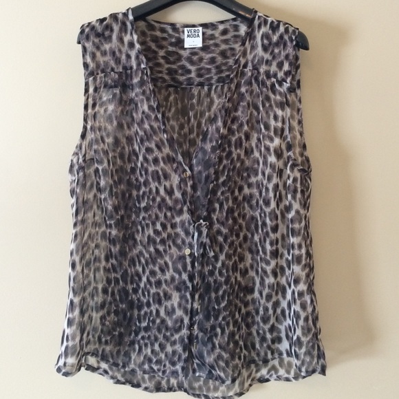 Sheer Cheetah Button Up Vest
