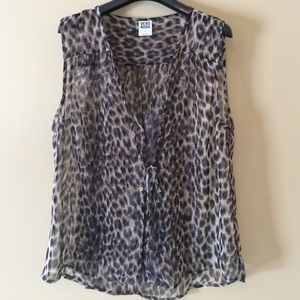 Sheer Cheetah Button Up Vest