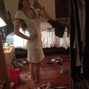 Designer white and black sweater dress