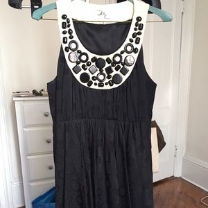Milly Black and Ivory Silk Beaded Dress, Size 6