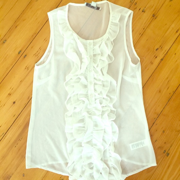 Sleeveless Sheer White Blouse