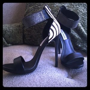 Steve Madden Black Zebra with Silver Band Shoe
