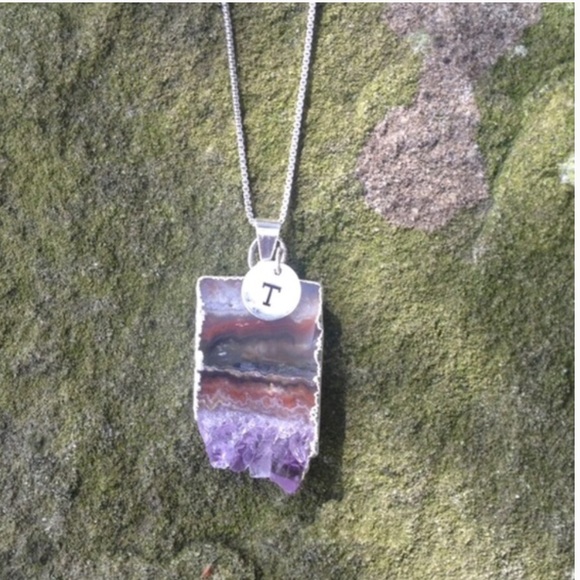 •amethyst initial pendant• - Picture 2 of 2