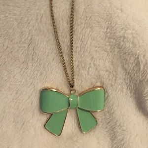 Francesca's teal bow necklace