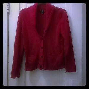 Red cardigan