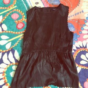 Madewell silk scalloped black tank