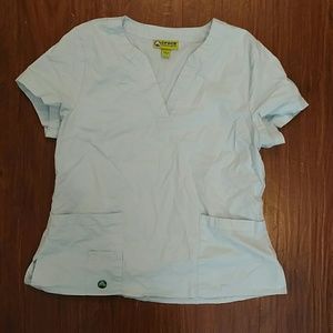 Baby blue crocs large scrub top new