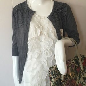 Gray embellished cardigan
