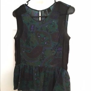 Peplum Paisley Tank Top