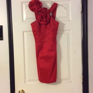 Statement Jessica McClintock red cocktail dress.