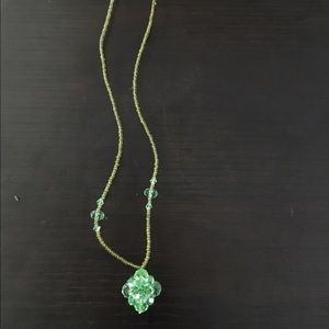 Green glass seed bead necklace