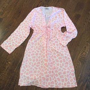 Pink and white animal print beach / swim coverup