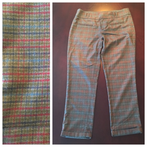 ANTHROPOLOGIE CARTONNIER CROPPED PLAID TROUSERS