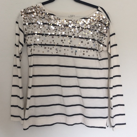 Loft sequin striped top