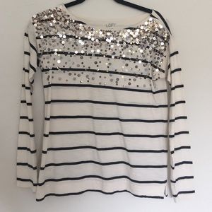 Loft sequin striped top