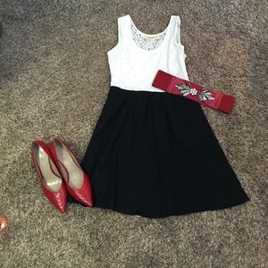 Black and white lace dress