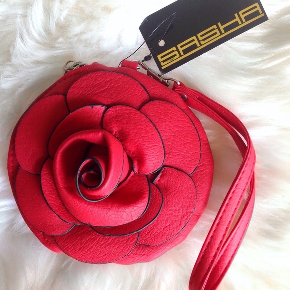Sasha Handbags - ‼️SOLD ‼️Sasha Red Flower Wristlet NWT