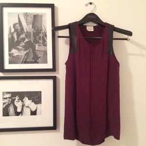 Maroon Parker Silk and Knit Sleeveless Blouse