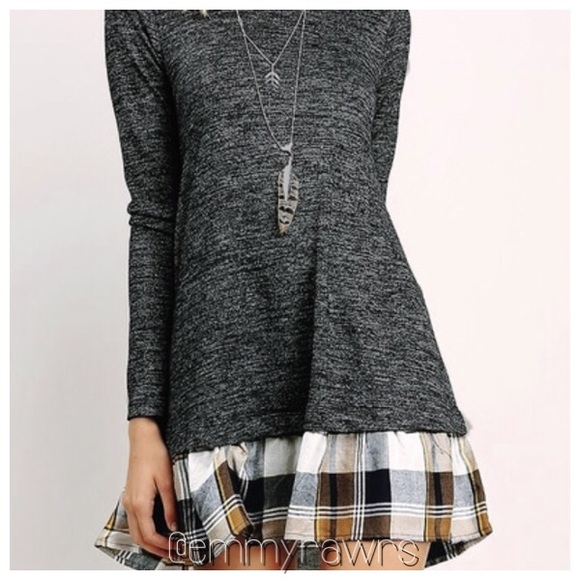 Last π Ready to Ship β’ New Plaid Grey Tunic Dress - Picture 4 of 4