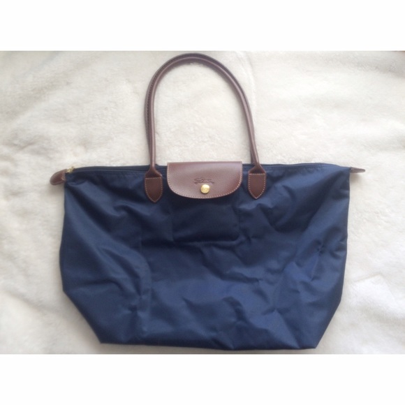 Longchamp large le pillage navy blue tote bag