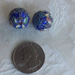 Hand painted enameled bead set. Butterflies
