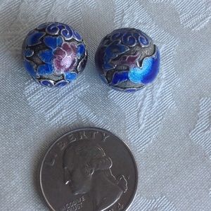 Hand enameled bead set. Birds. 12mm.
