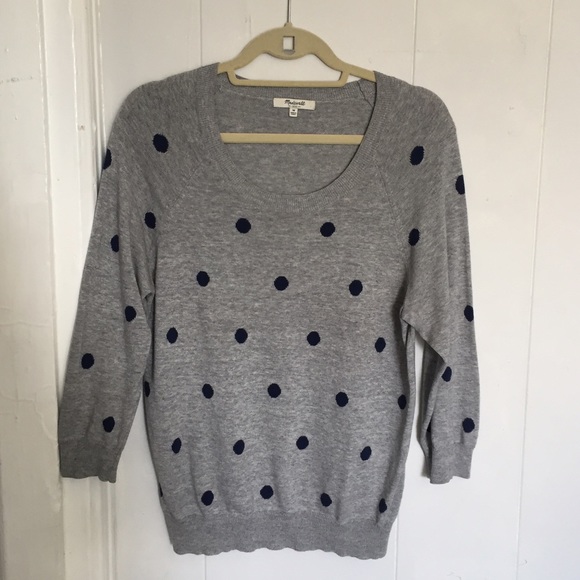 Madewell 3/4 sleeve polka dot sweater