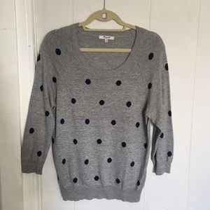 Madewell 3/4 sleeve polka dot sweater
