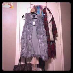 Faux grey fur vest