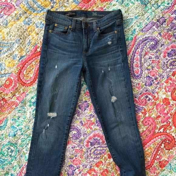 J.Crew Distressed Midrise Toothpick Jeans
