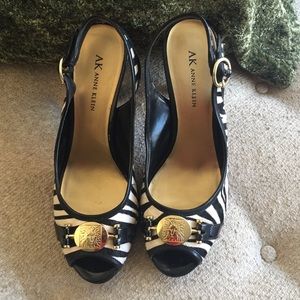 Anne Klein Slingback Open Toe Zebra Print Shoe