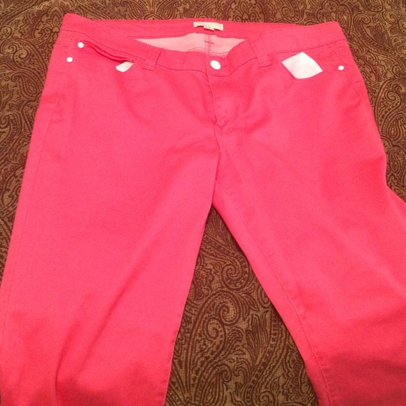 Hot pink skinny jeans
