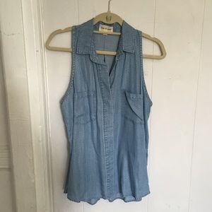 Cloth & Stone chambray tank with small polka dots