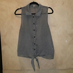Polka dot tie front shirt
