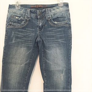 Distressed Denim Capris