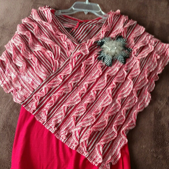 Adorable red shawl top