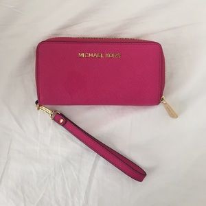 Hot Pink Leather Michael Kors Wristlet
