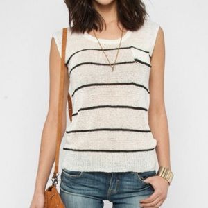 white and black striped top