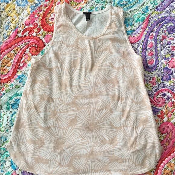 J.Crew Shell Pink Polynesian Floral Tank Top