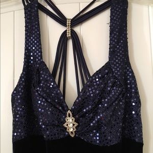 Blue Velvet and Sequin Dress