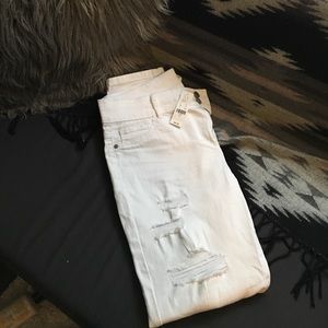White Ripped/Distressed High Waist Denim Leggings