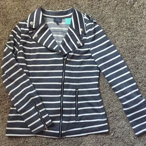 French Terry Striped Moto Jacket